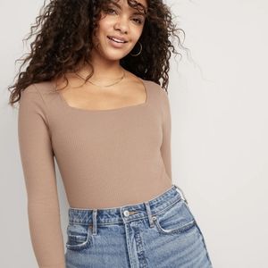 Old Navy Long Sleeve Square Neck Ribbed Bodysuit